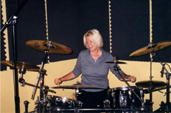CC Honeycutt trying the drums
